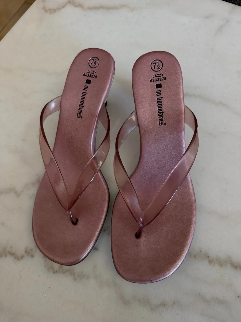 No Boundaries Women's Pink Clear-Strap Kitten Heel Sandals that LIGHT UP!
